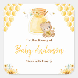 Honing Beer Baby shower Bookplate Vierkante Sticker