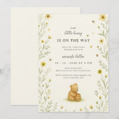 Honing Beer Bloemen Baby Verjaardag Kaart (Voorkant / Achterkant)