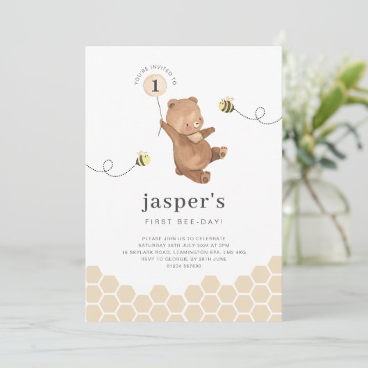 Honing Beer eerste uitnodiging voor bijendag (Staand voorkant)