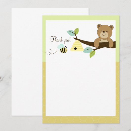 Honing Beer en bijenvlees Dank je wel. Notitiekaartje (Voorkant / Achterkant)