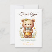 Honing Beer Floral Bee Neutral Greenery Bedankkaart (Voorkant)