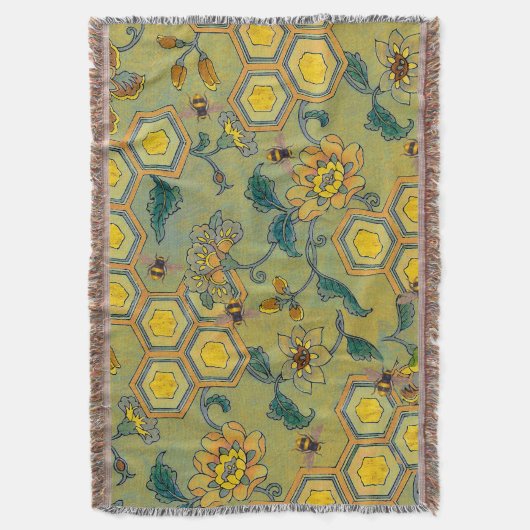 HONING BEES, RUNDEREN, SPRINGSTROMEN Geel groen Deken (Voorkant Verticaal)