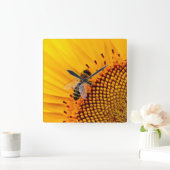 HONING BEES (SUNFLOWER) VIERKANTE KLOK (Huis)