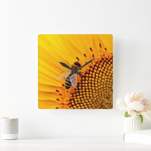 HONING BEES (SUNFLOWER) VIERKANTE KLOK (Huis)