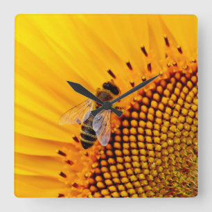 HONING BEES (SUNFLOWER) VIERKANTE KLOK