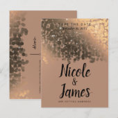 Honing Beige Champagne Gouden Glans Save the Date Aankondigingskaart (Voorkant / Achterkant)