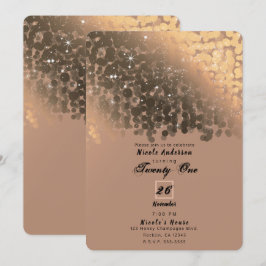 Honing Beige Champagne Gouden Glitter Licht Feest Kaart