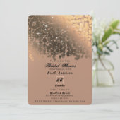 Honing Beige Champagne Gouden Glitter Lichtjes Bru Kaart (Staand voorkant)