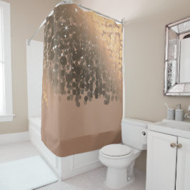 Honing Beige Champagne Gouden Glitter Lichtjes Douchegordijn