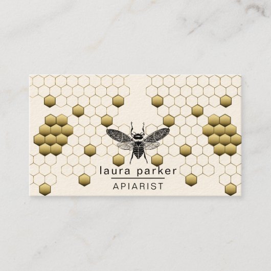 Honing bij bijen - verkoper Apiarist Gold Yellow H Visitekaartje (Voorkant)