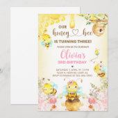 Honing-bij meisje ELKE LEEFTIJD verjaardag uitnodi Kaart (Voorkant / Achterkant)