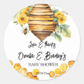 Honing bijen baby shower dank u voor sjabloon ronde sticker (Voorkant)