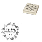 Honing Bijen Bloemen Aangepaste Naam Rubberstempel (Gestempeld)