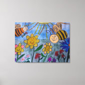 Honing Bijen & Bloemen Canvas Kunst (Voorkant)