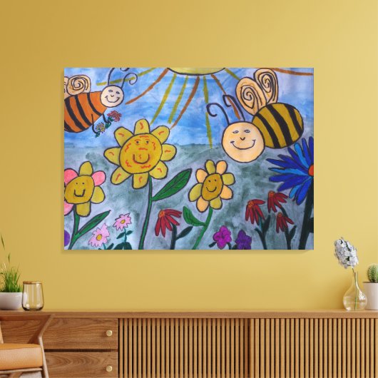 Honing Bijen & Bloemen Canvas Kunst (Insitu (Woonkamer))