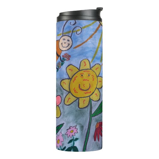 Honing Bijen & Bloemen Thermische Tumbler Thermosbeker (Gedraaid links)