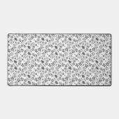 Honing Bijen & Bloemen Vrijheidspatroon Zwart Wit Bureaumat (Voorkant)