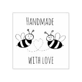 Honing Bijen met hart Handgemaakt met liefde Rubberstempel (Afrduk)