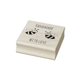 Honing Bijen met hart Handgemaakt met liefde Rubberstempel