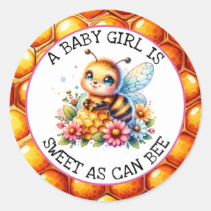 Honing bijen thema Meisjes Baby shower Ronde Sticker