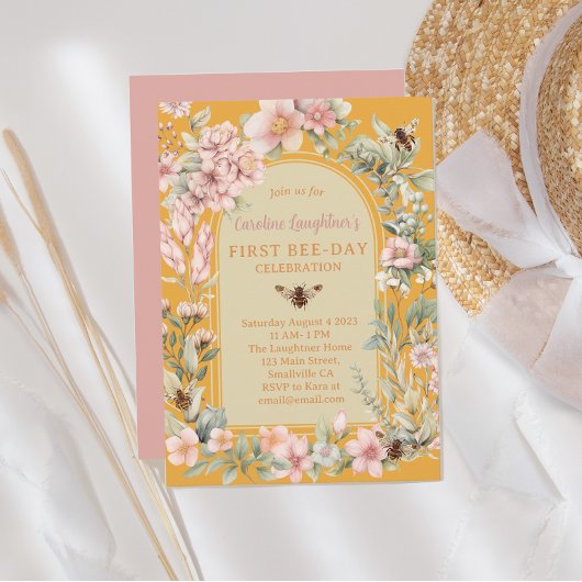 Honing Bijen Waterverf Wildflower Eerste Bijendag Kaart