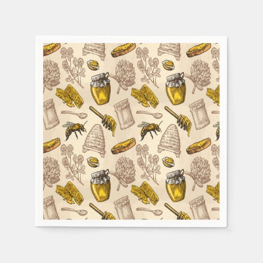 Honing Bijenkorf  Biologisch Natuurlijk Rustiek Servet (Voorkant)