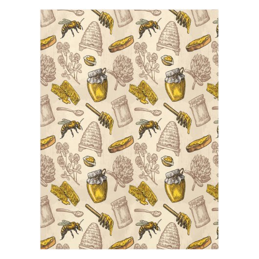 Honing Bijenkorf Goudgeel  Biologisch Tafelkleed (Voorkant)