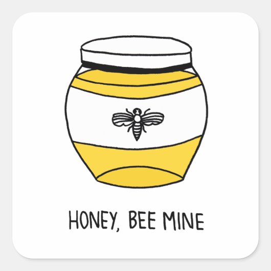 Honing, bijenmijn vierkante sticker (Voorkant)