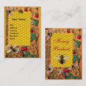 HONING BIJENVEER BLOEMEN EN AARDBEIEN IMKER VISITEKAARTJE (Voorkant / Achterkant)
