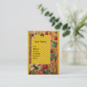 HONING BIJENVEER BLOEMEN EN AARDBEIEN IMKER VISITEKAARTJE (Staand voorkant)