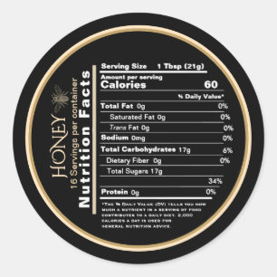 Honing Black en Gold Mini Nutrition Feit Sticker