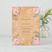 Honing Blush Pioen Huwelijk Kaart (Staand voorkant)