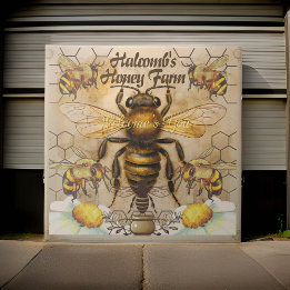 Honing Boerderij Big Bee Welkomstbord | Keramische Tegeltje