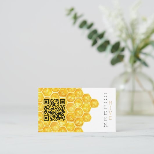 Honing Boerderij QR Code Honey Comb Modern Eenvoud Visitekaartje (Staand voorkant)