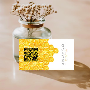 Honing Boerderij QR Code Honey Comb Modern Eenvoud Visitekaartje