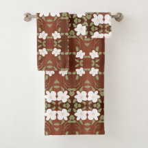 Honing Bruin Bloemen Handdoek Set