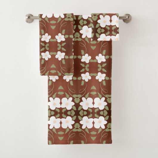 Honing Bruin Bloemen Handdoek Set (Insitu)