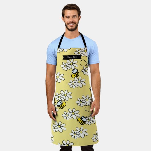 Honing/Bumble Bee & Daisy Patroon Geel Schort (Gedragen)