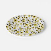 Honing Bumble Bee Geel Wit Bloemen Papieren Bordje (Gekanteld)