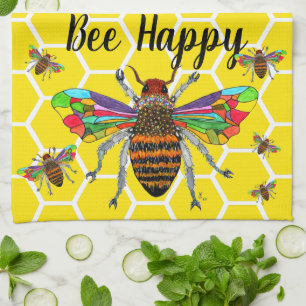 Honing Bumble Bee Happy 1/2 Vouw Keukenhanddoek