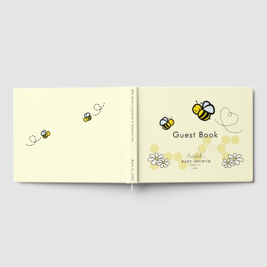 Honing / Bumble Bees & Daisies Geel Baby shower Gastenboek (Volledig)