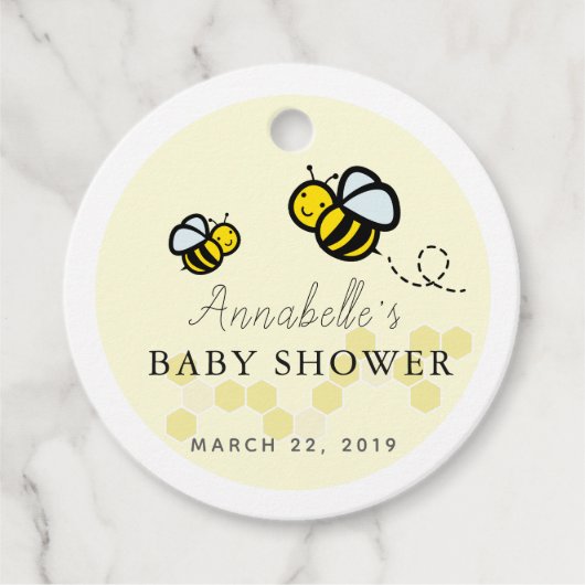 Honing / Bumble Bees & Daisy Baby shower Dank u Bedankjes Labels (Voorkant)