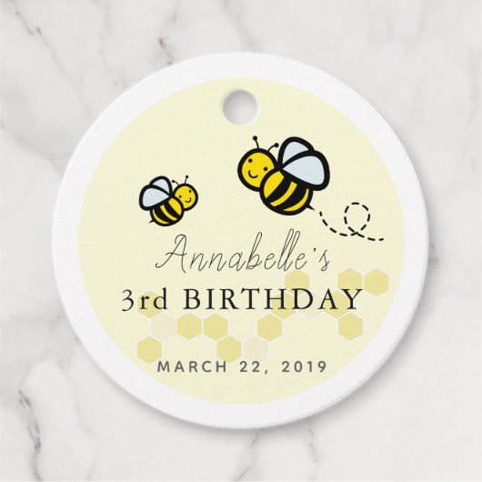Honing / Bumble Bees & Daisy Verjaardag Bedankt Bedankjes Labels (Voorkant)
