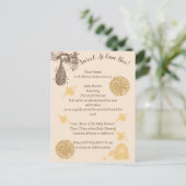  Honing Bumblebee Baby shower Briefkaart (Staand voorkant)