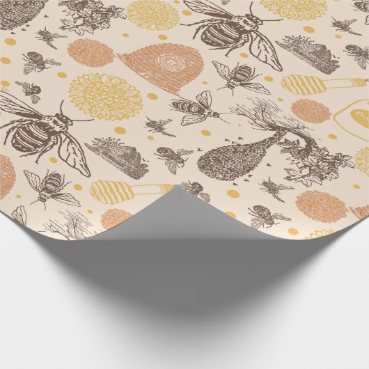 Honing Bumblebee Baby shower Cadeaupapier (Hoek)