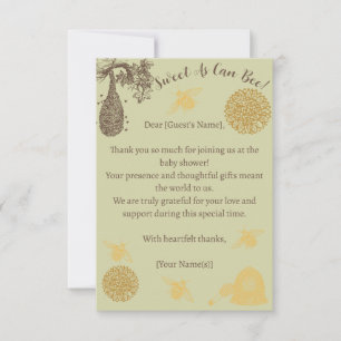 Honing Bumblebee Sage Baby shower Bedankkaart
