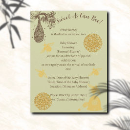 Honing Bumblebee Sage Baby shower Uitnodiging Briefkaart
