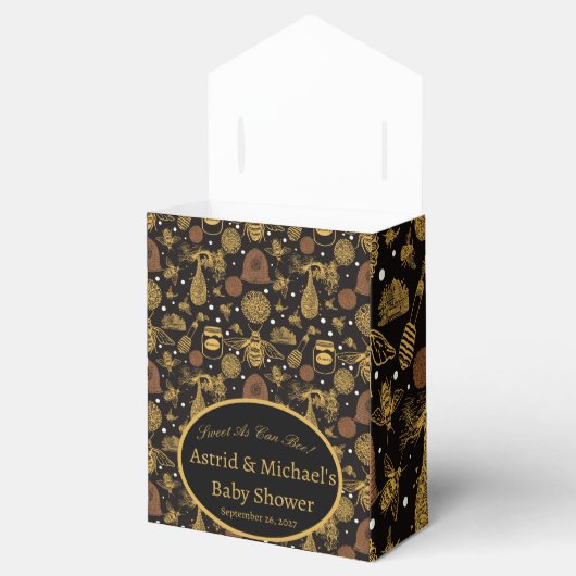 Honing Bumblebee Zwart Baby shower Bedankdoosjes (Geopend)