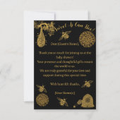  Honing Bumblebee Zwart Baby shower Bedankkaart (Voorkant)