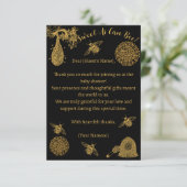  Honing Bumblebee Zwart Baby shower Bedankkaart (Staand voorkant)
